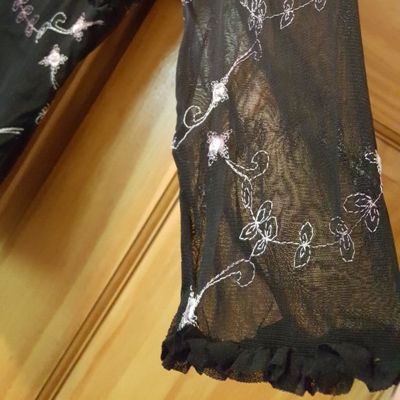 Blouse Black Floral Women's Size Medium - Picture 7 of 15